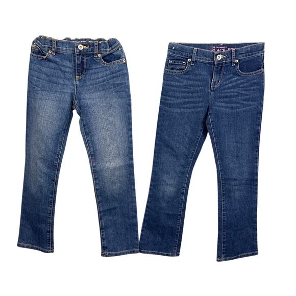 Children's Place Girls Denim Jeans 2 Pairs/ One Skinny, One Boot Cut Size 8 - Picture 1 of 11